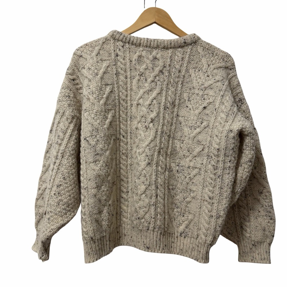 Vintage Acorn Heavy British Wool Cable Knit Fisherman Sweater Size M Off‎ White - Picture 4 of 10